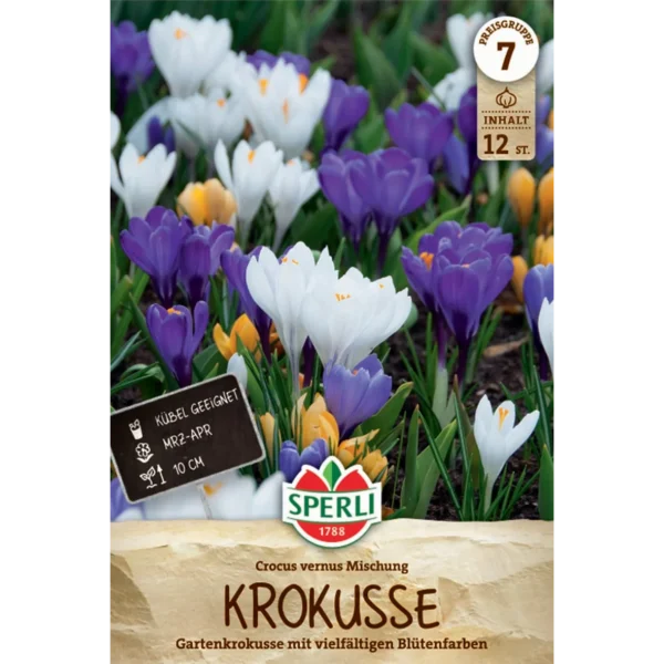 Gartenkrokus Mischung (Crocus vernus) - Farbenfrohe Blumenzwiebeln für den Frühling